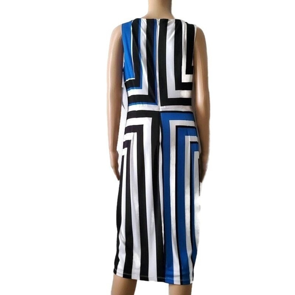 Maggy London Womens Stripe Printed Sleeveless Sheath Jersey Midi Dress Sz 10 NWT - Picture 5 of 14